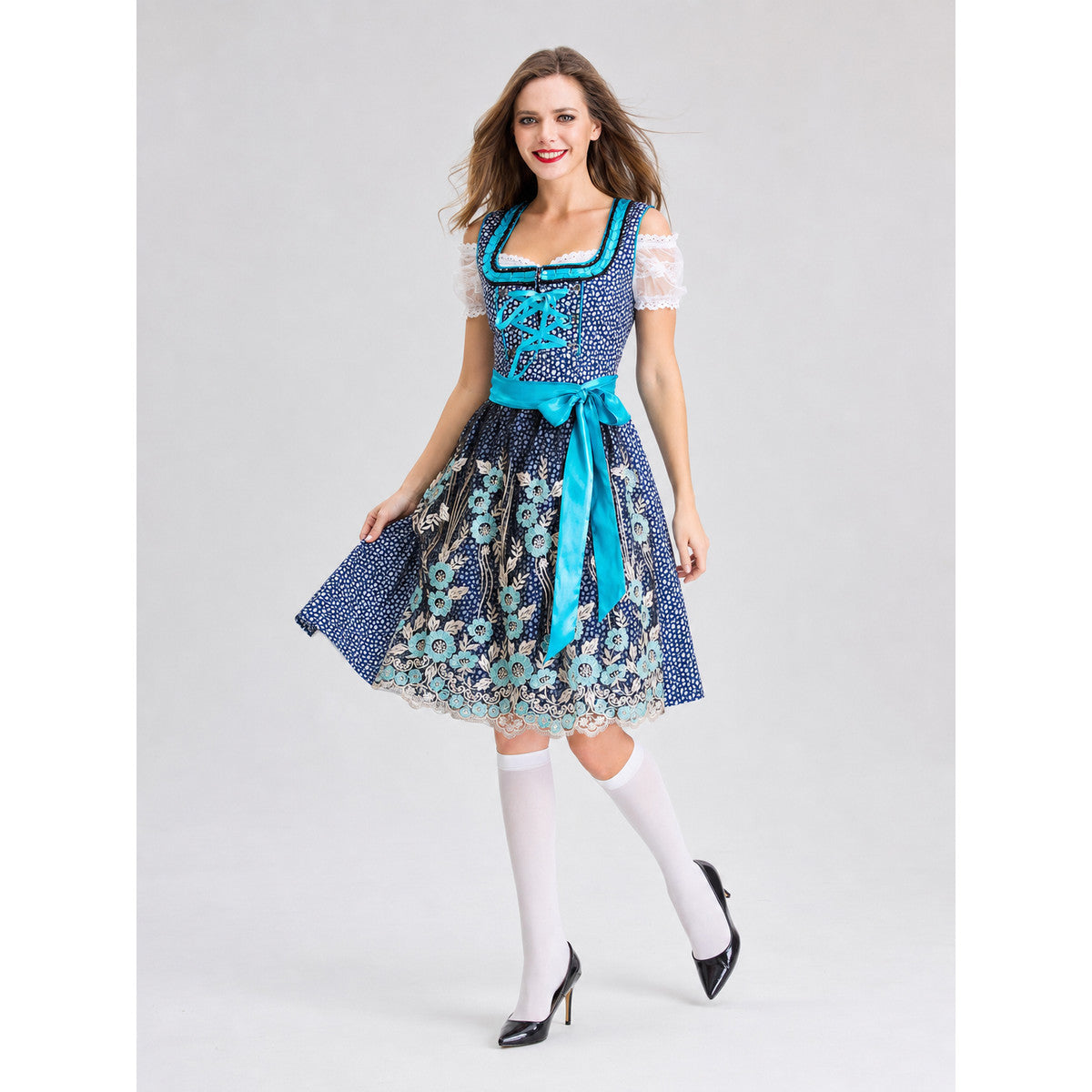 Embroidered Lace Dress in an Ethnic Style