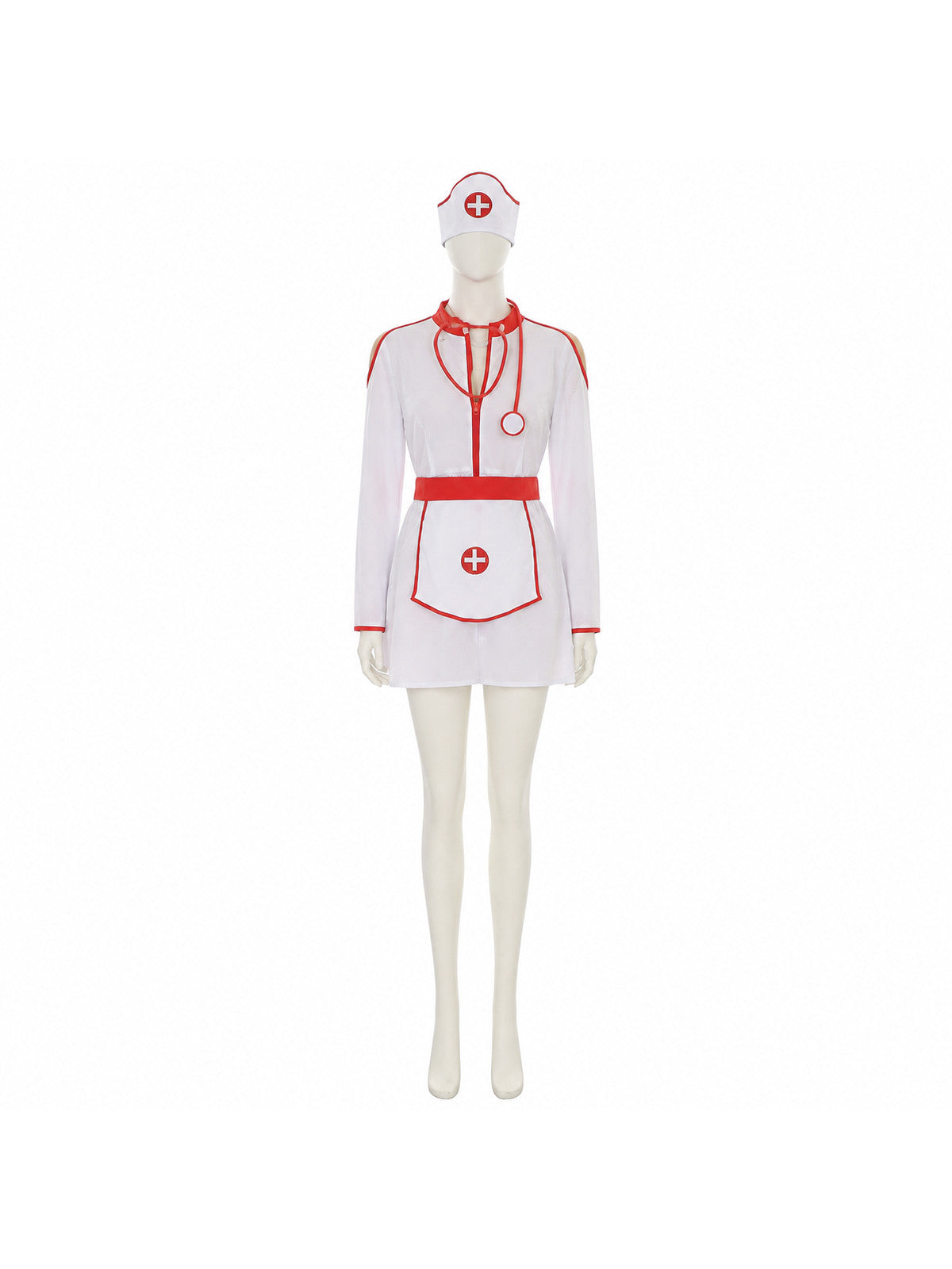 White Medical Costume with Red Trim Costumes detail