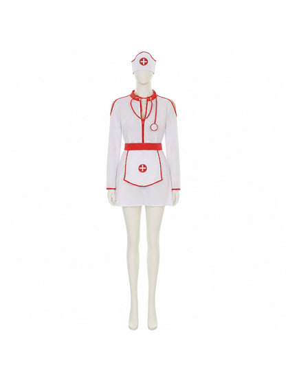 White Medical Costume with Red Trim Costumes detail