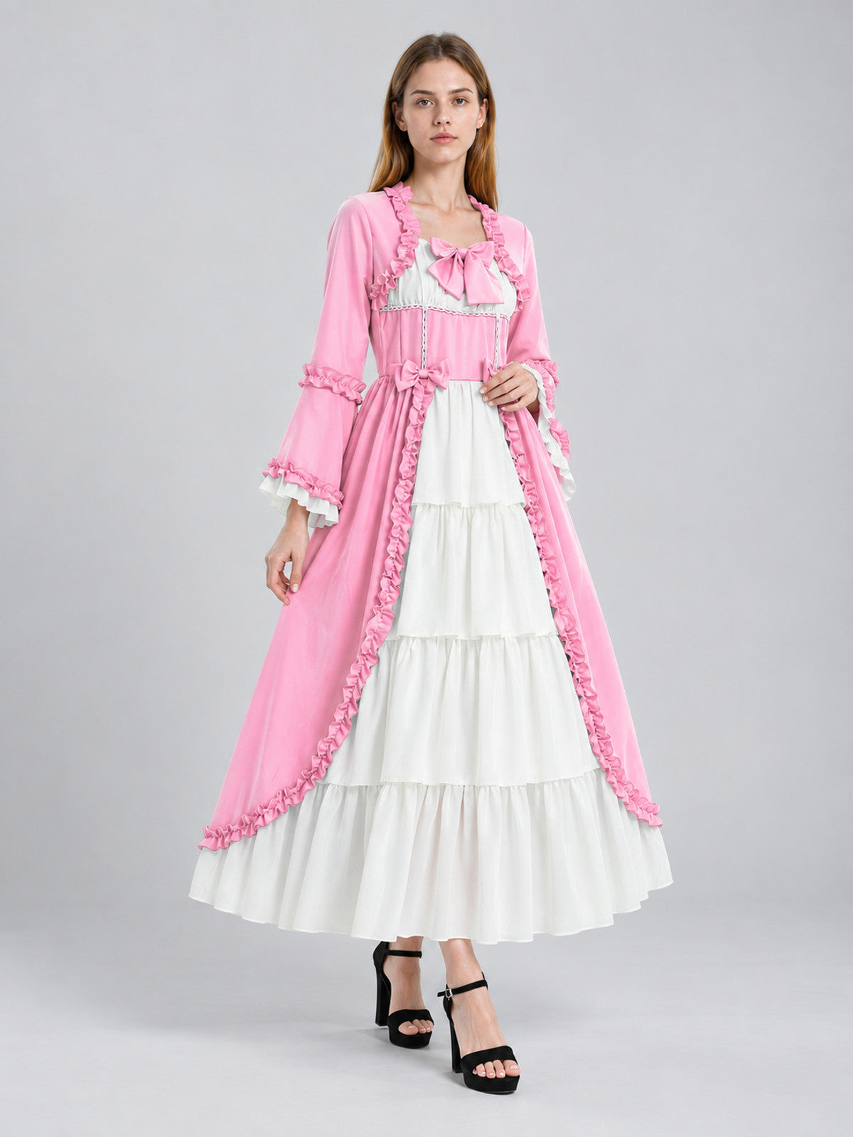 Long Dress with Bows, Ruffles, and a White Tiered Skirt Costume Dresses detail