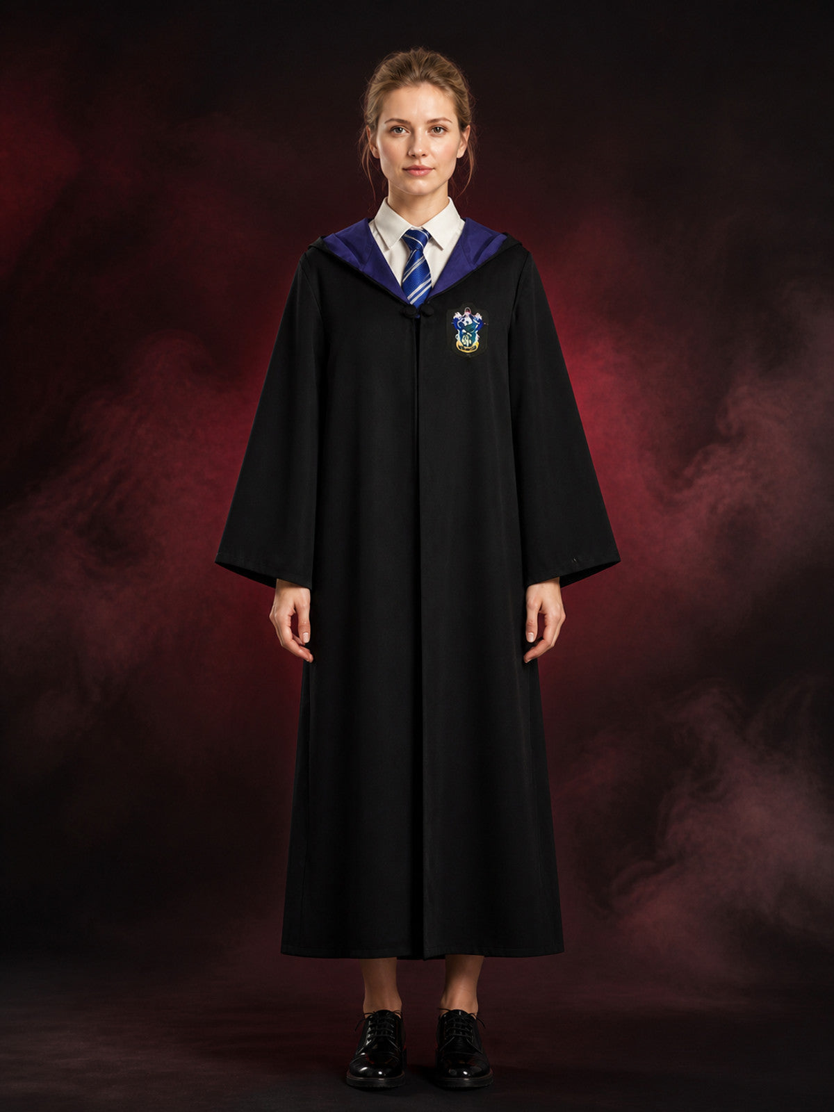 Unisex Wizard Robe Costume Set with Tie, Hooded Long Cape Halloween Outfit main product view