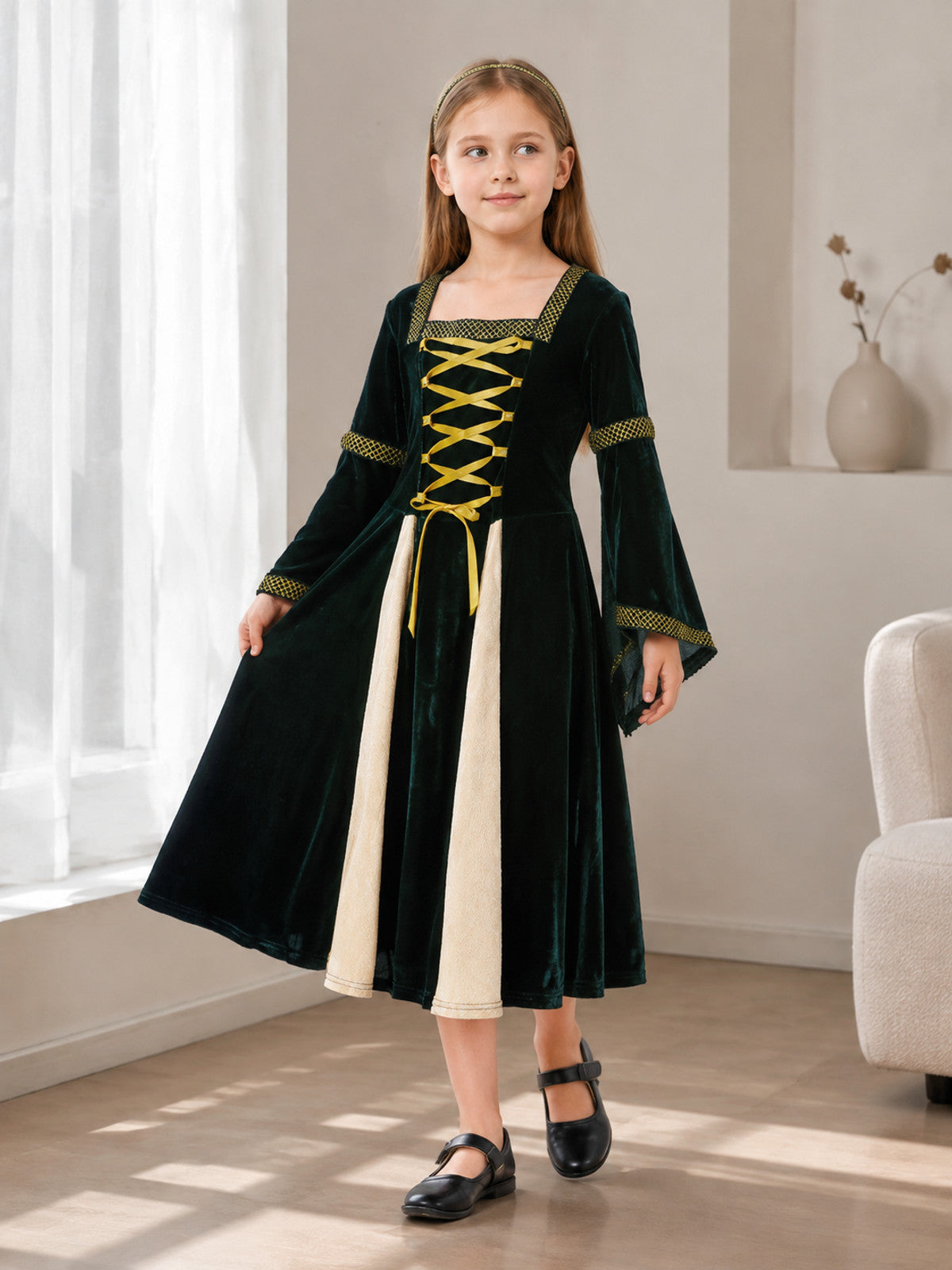 Medieval Cosplay Costume with Bishop Sleeves lifestyle view