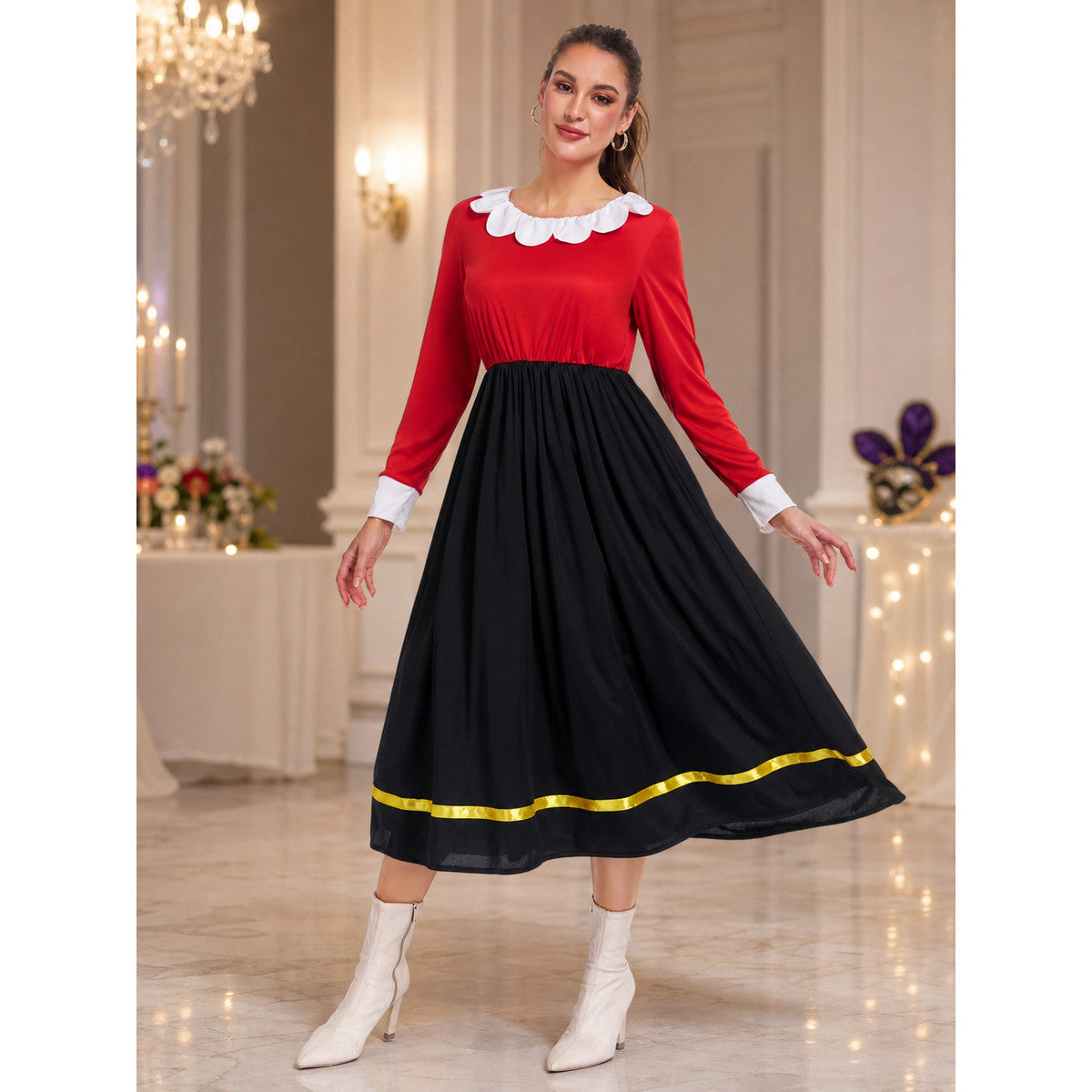 Sailor Cosplay Dress, Red and Black with Yellow Trim