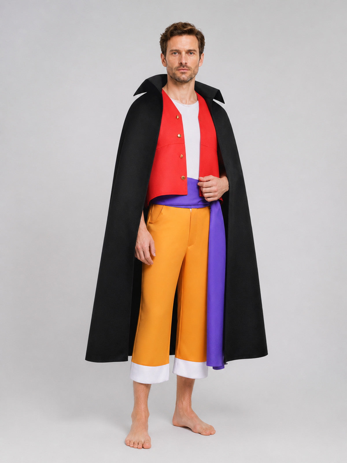 Luffy Wano Arc Cosplay Costume: Vest, Cloak, Pants