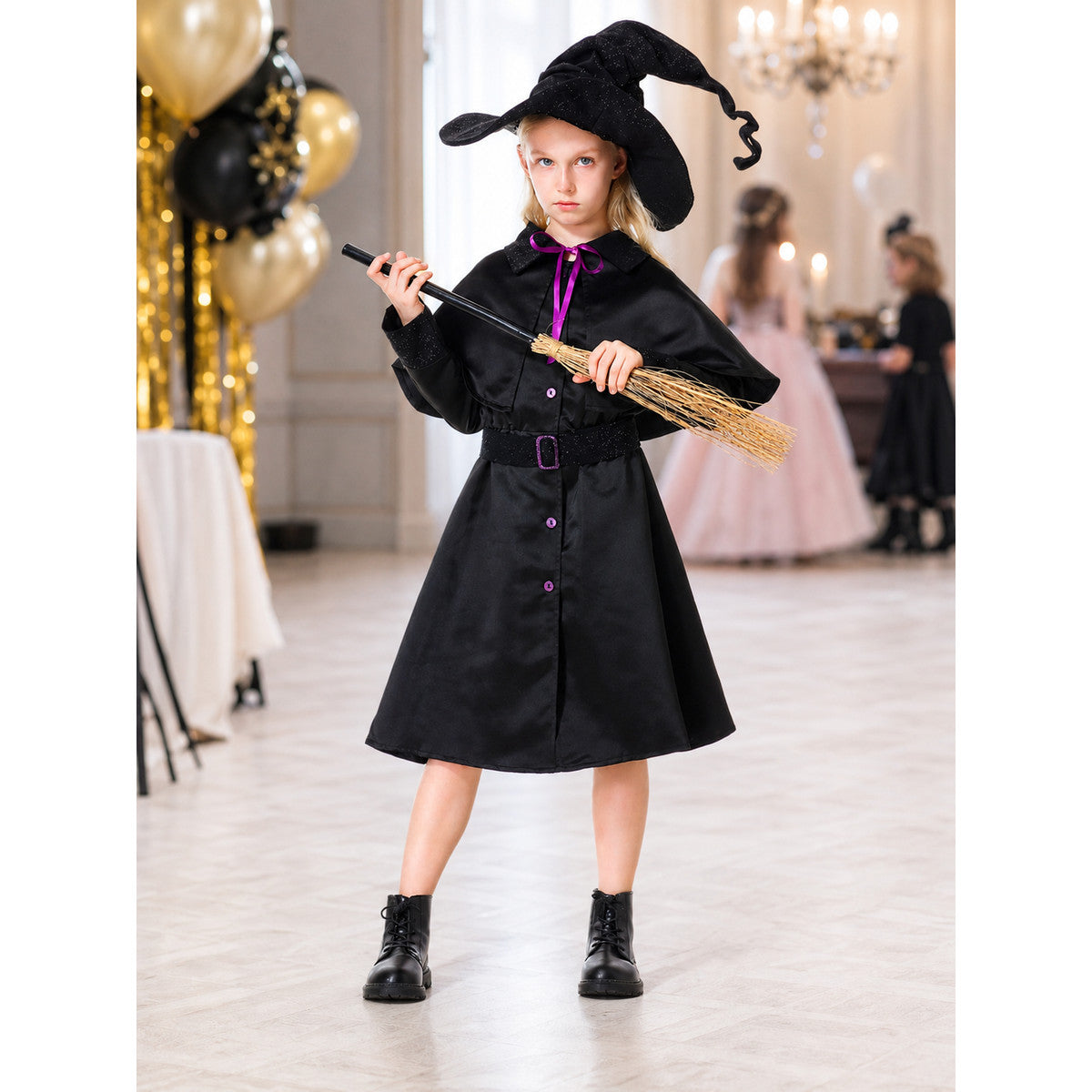 Witch Costume with Hat and Broom