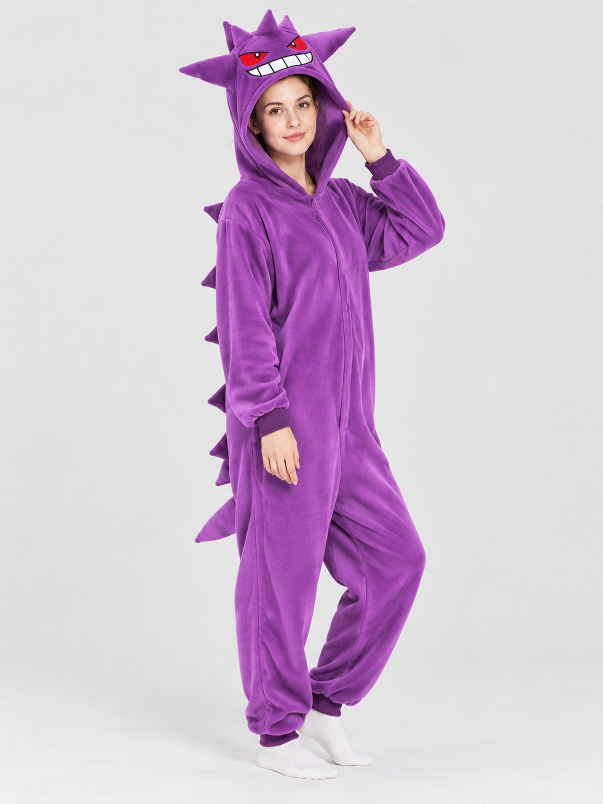 Purple Kigurumi Jumpsuit with Hood and Spikes