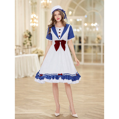 Cosplay Dress Costume with a Bow and Ruffles