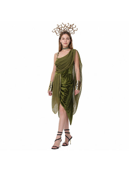 Asymmetrical Cleopatra Costume with Snake Decorations