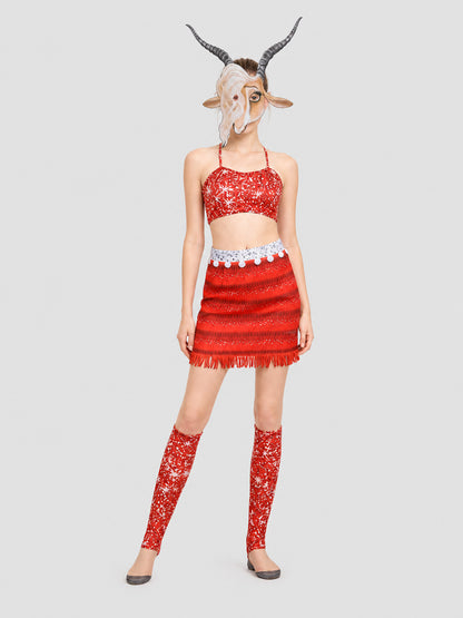 Cosplay Costume with Mask, Top, and Skirt