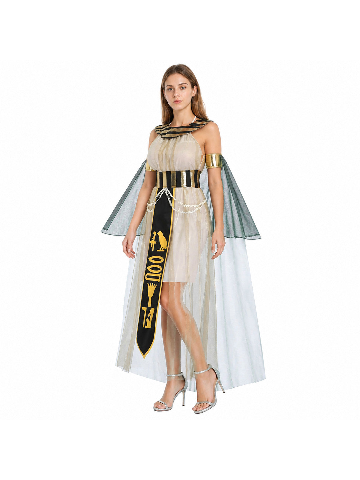 Cleopatra Costume with Cape and Gold Belt Costume Capes detail