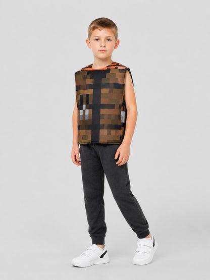 Children’s Minecraft Costume Vest with Pixel Pattern