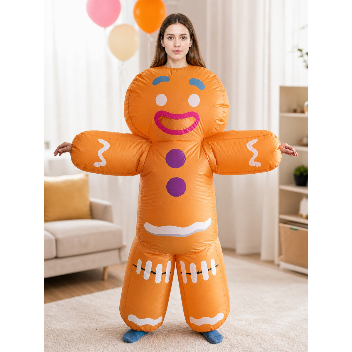 Festive Inflatable Gingerbread Man Costume lifestyle