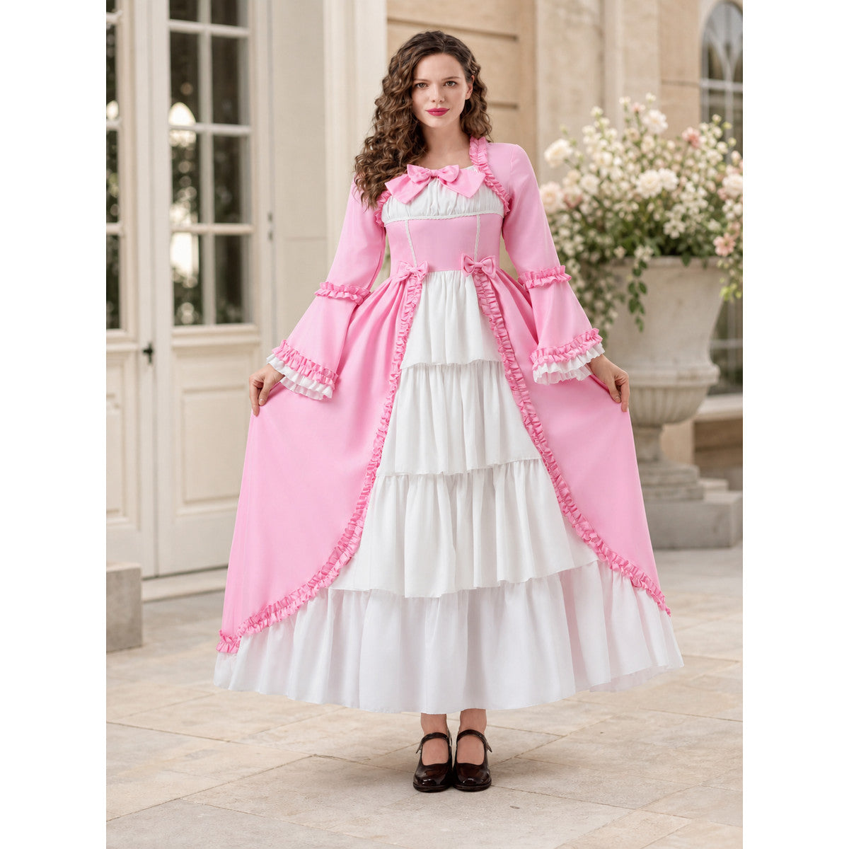 Vampire Costume Dress with Ruffles, Pink and White lifestyle view