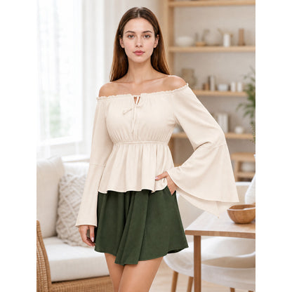 Off-the-Shoulder Blouse with Flared Sleeves lifestyle view