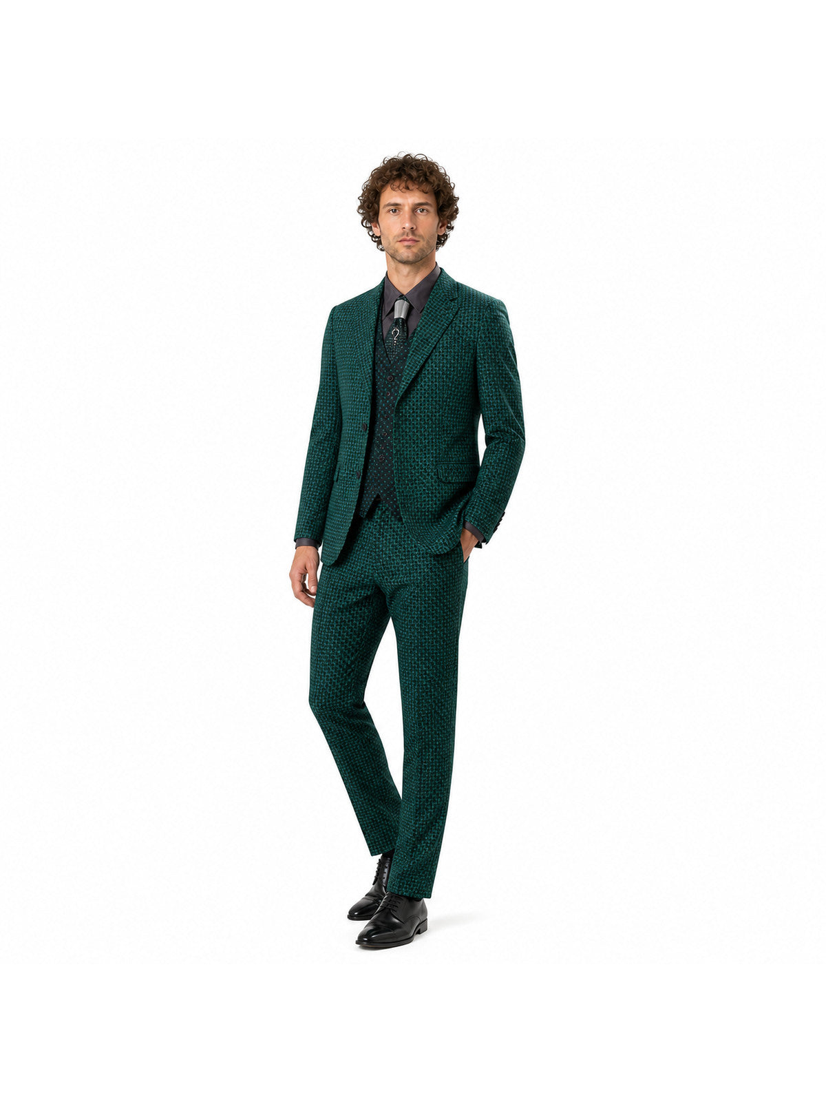 The Riddler Gotham Cosplay Three-Piece Suit Costumes detail