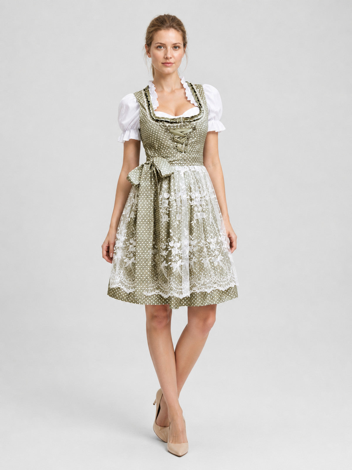 Bavarian-Style Dress with Lace and Lacing Costume Dresses detail