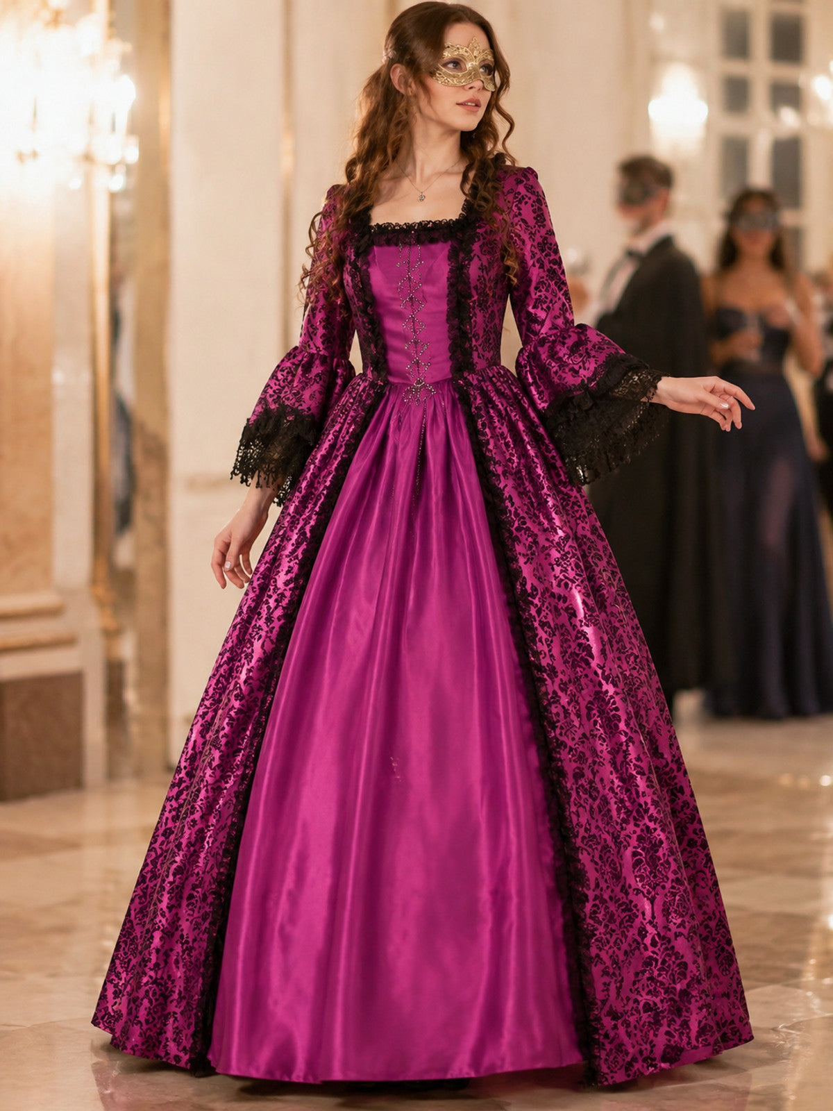 Medieval Dress with a Full Skirt and Lace-Up Detail lifestyle view
