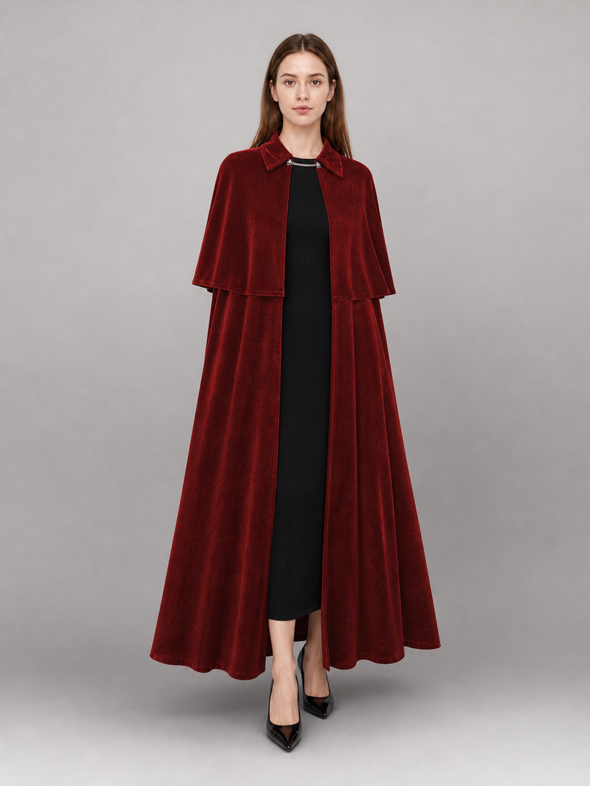 Long Burgundy Vampire Costume Cape