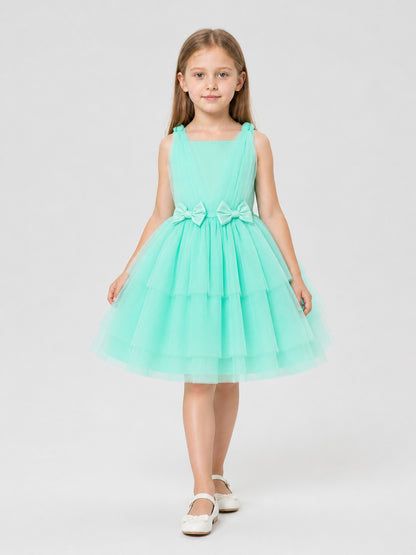Mint Green Girls' Dress with Bows and a Full Skirt Costume Dresses detail