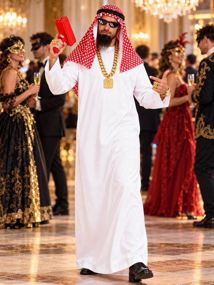 Arabian-Style Carnival Costume with Headscarf and Glasses