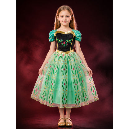 Kids Princess Costume Dress, Puff Sleeve Long Halloween Cosplay Outfit main product view