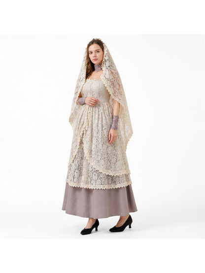 Lace Carnival Costume with Dress and Cape