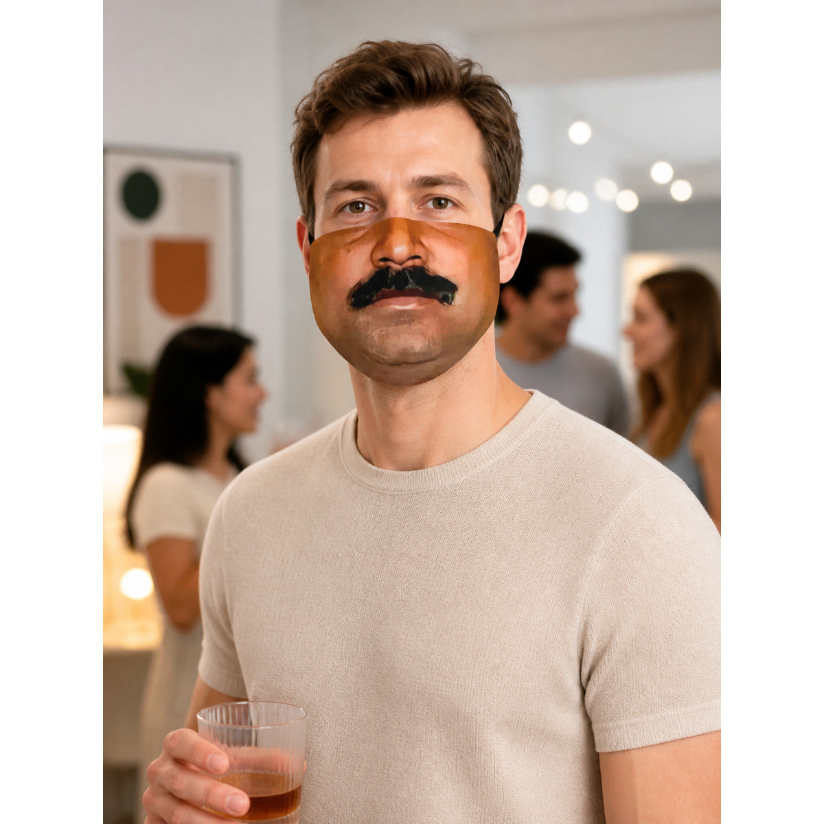 Carnival Mask with Brown Hair and Black Beard lifestyle view