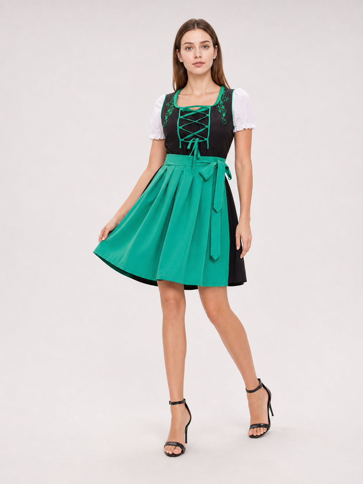 Alpine-Style Dirndl Dress with Apron