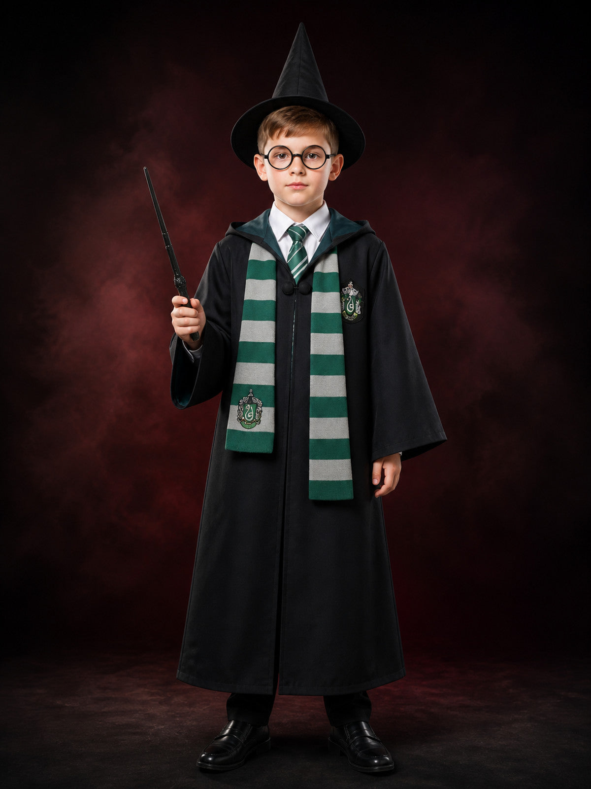 Slytherin Wizard Costume with Robe and Scarf for Cosplay main product view
