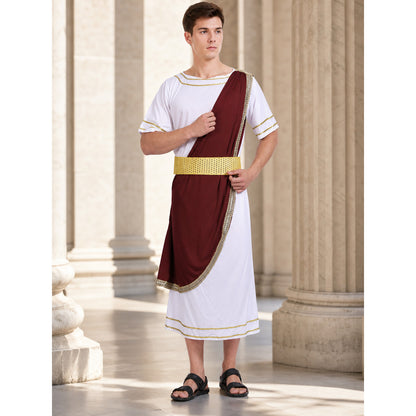 Caesar costume in Roman style with a cloak lifestyle view