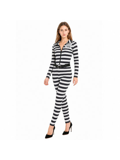 Striped Hooded Jumpsuit with Belt product detail