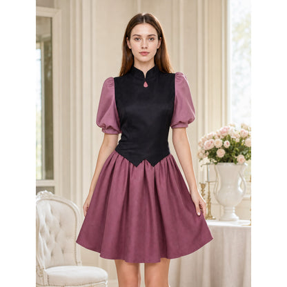 Amity Cosplay Costume: Black Top and Burgundy Skirt