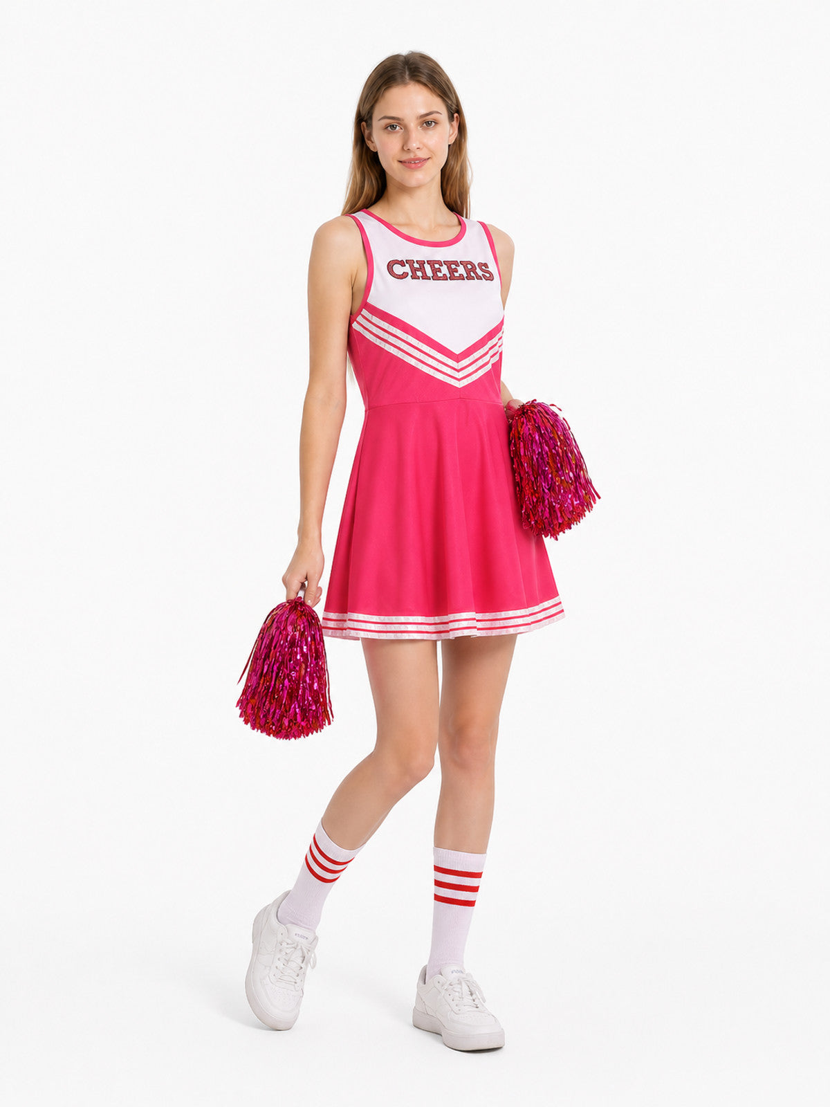 Cheerleading Dress with CHEERS Lettering and Pom-Pom