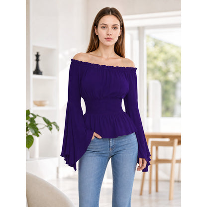 Off-Shoulder Top with Long Flared Sleeves