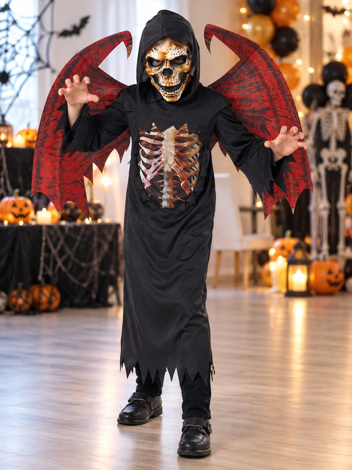 Kids' Demon Carnival Costume with Wings and Mask