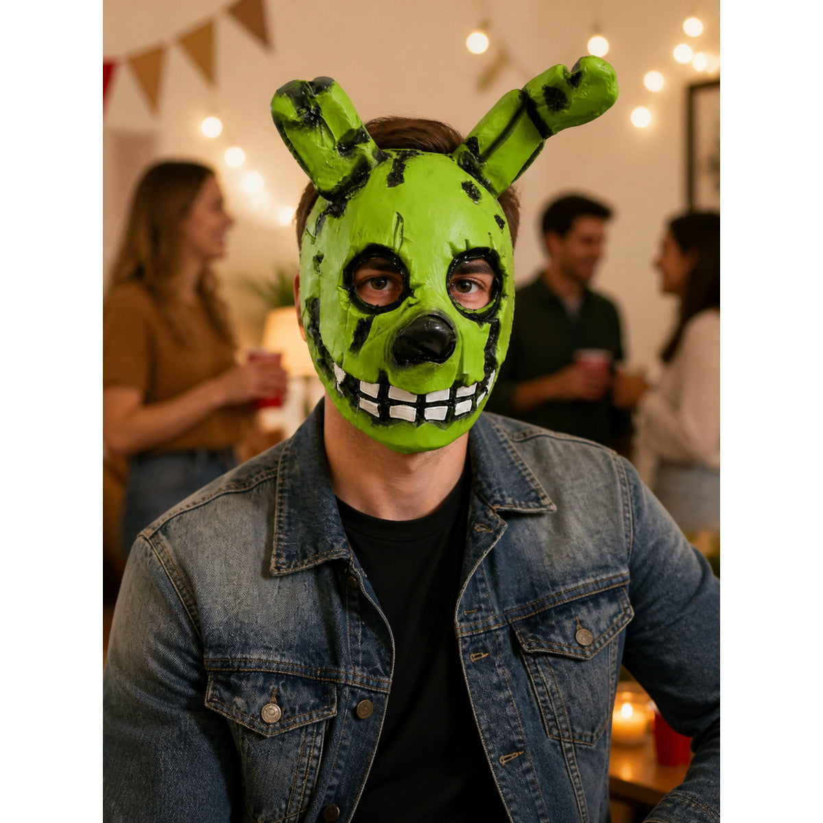Aged Green Rabbit Halloween Mask for Cosplay lifestyle