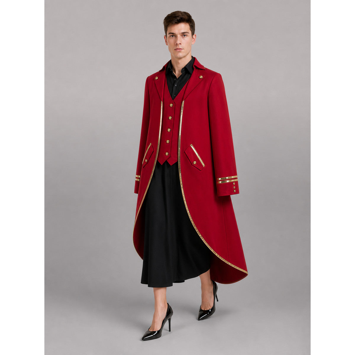 Red Carnival Cloak with Gold Trim lifestyle