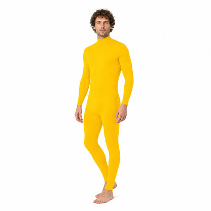 Yellow Tight-Fitting Zentai Jumpsuit with High Collar product detail