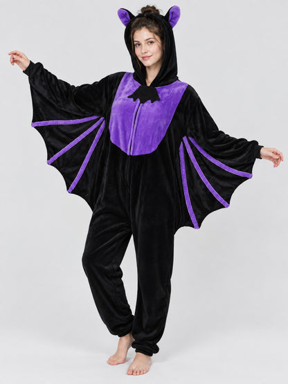 Bat Pajama Jumpsuit with Ears and Wing Details