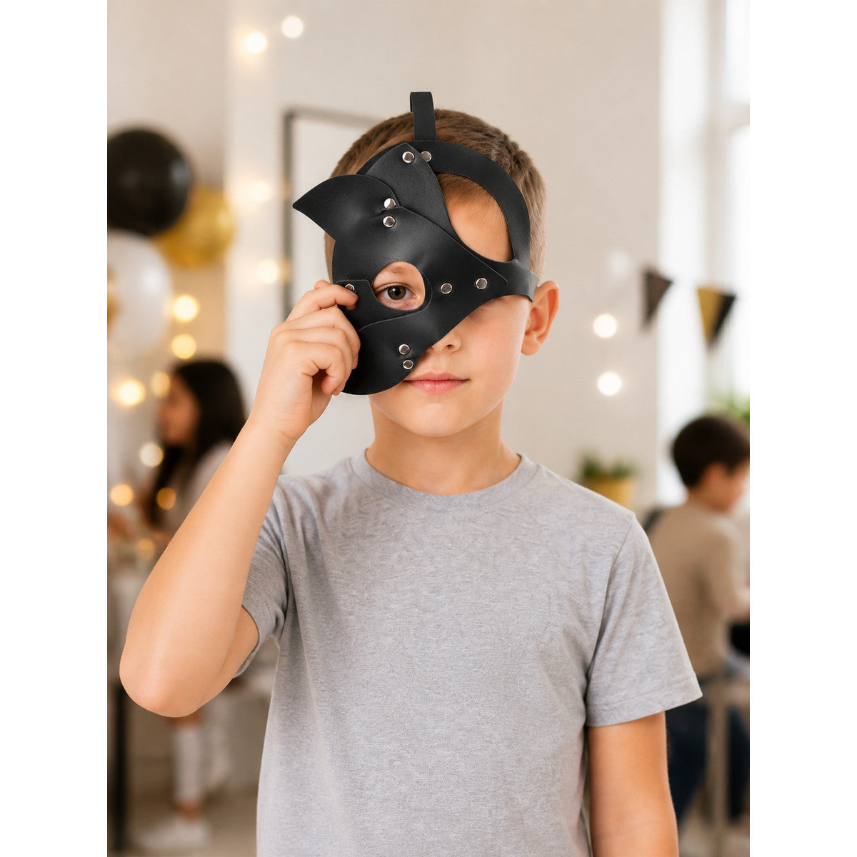 Black Cat Carnival Mask for Halloween and Cosplay lifestyle view