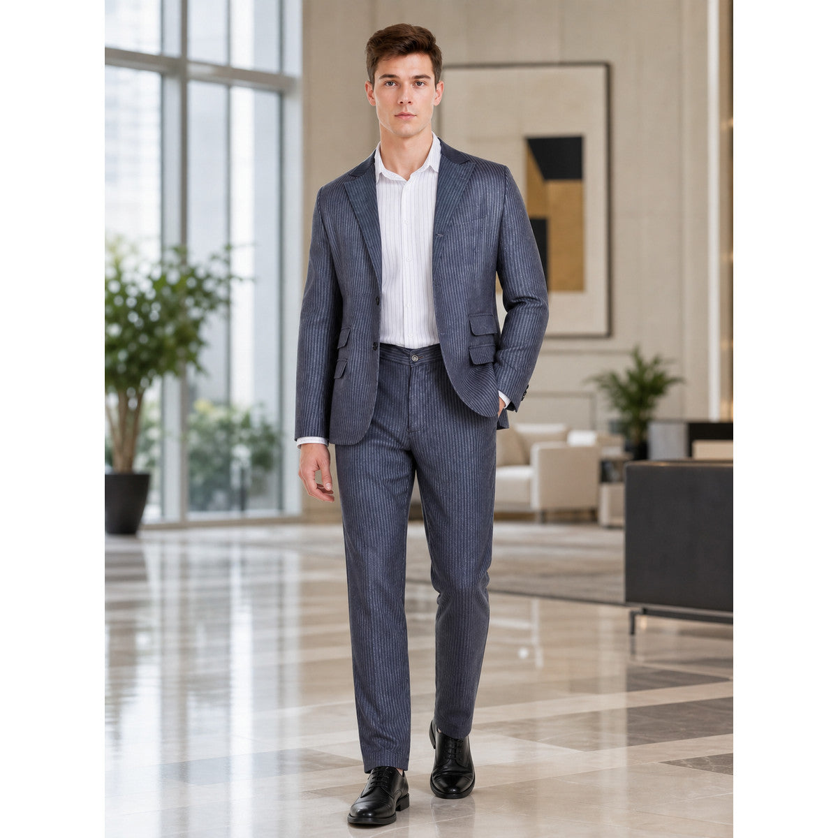 Pinstripe Two-Piece Suit: Blazer and Pants