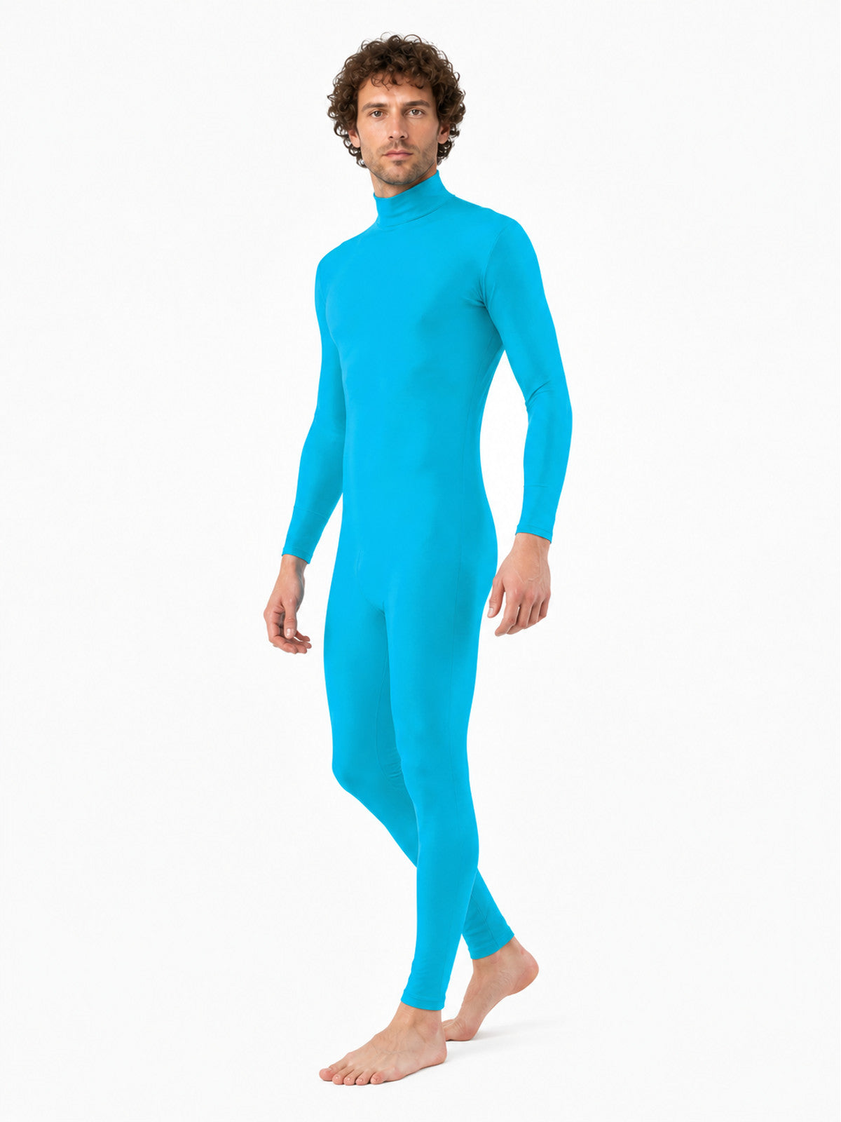 Blue Form-Fitting Jumpsuit with a High Collar product detail