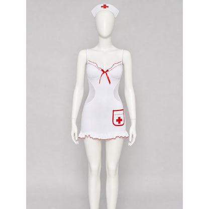 Medical Uniform-Style Role-Play Costume with Red Trim