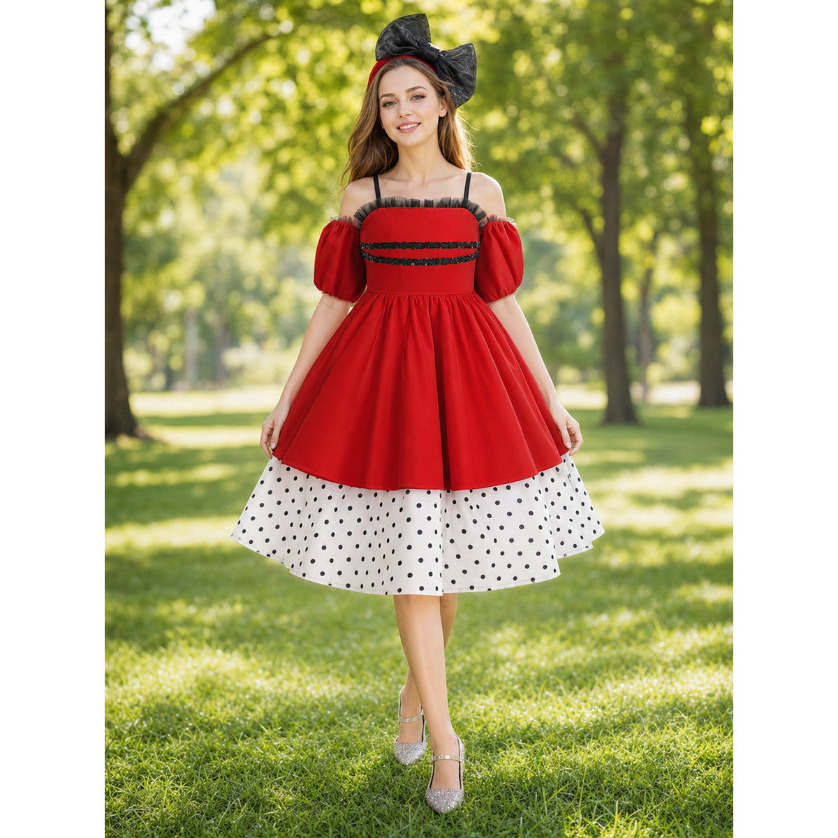 Girls' Halloween Pumpkin Costume Dress with Headband lifestyle view