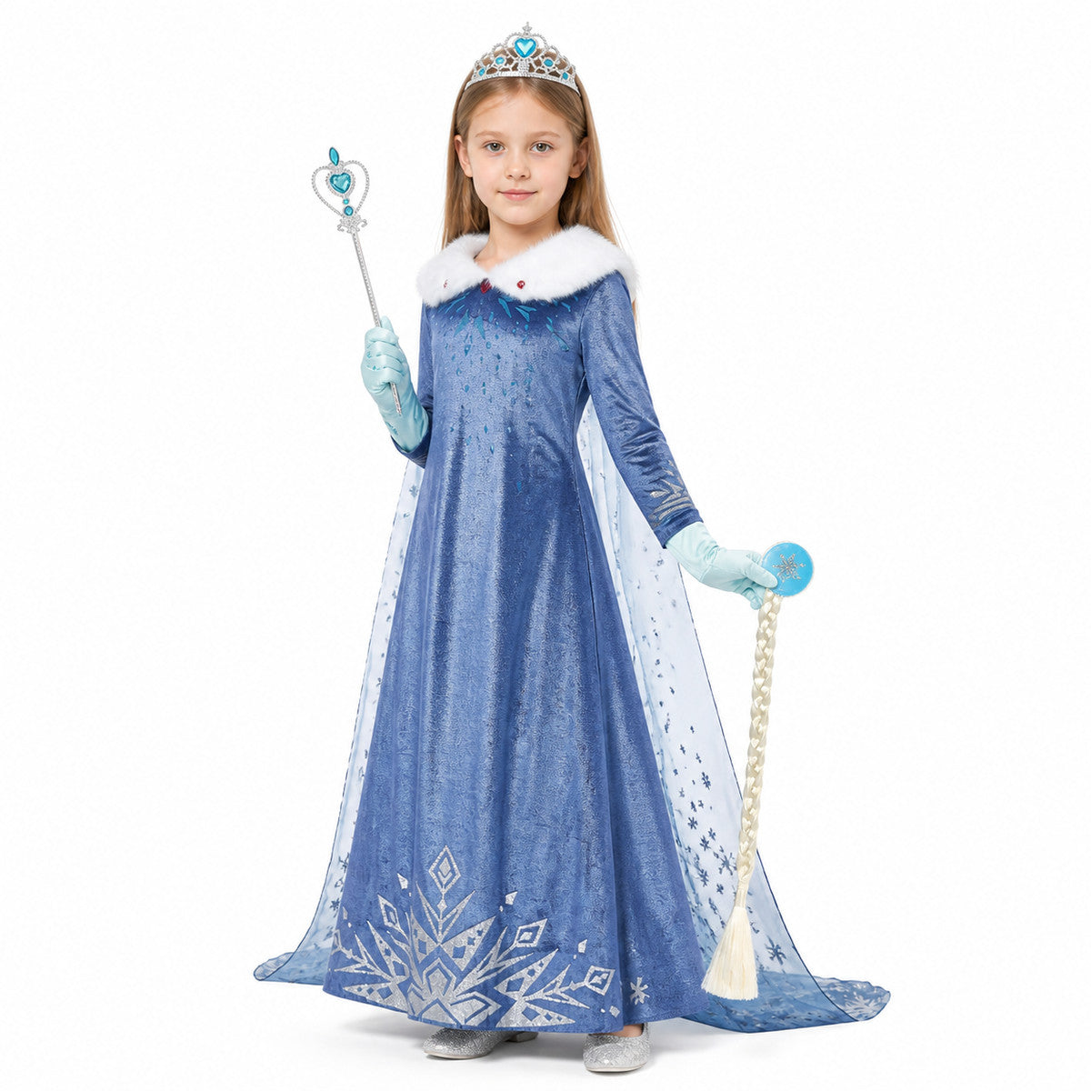 Children's Snow Queen costume with white fur and sequins Costumes detail