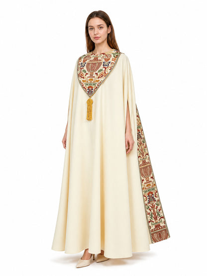 Long Cape with Fringe and Geometric Pattern Costume Capes detail