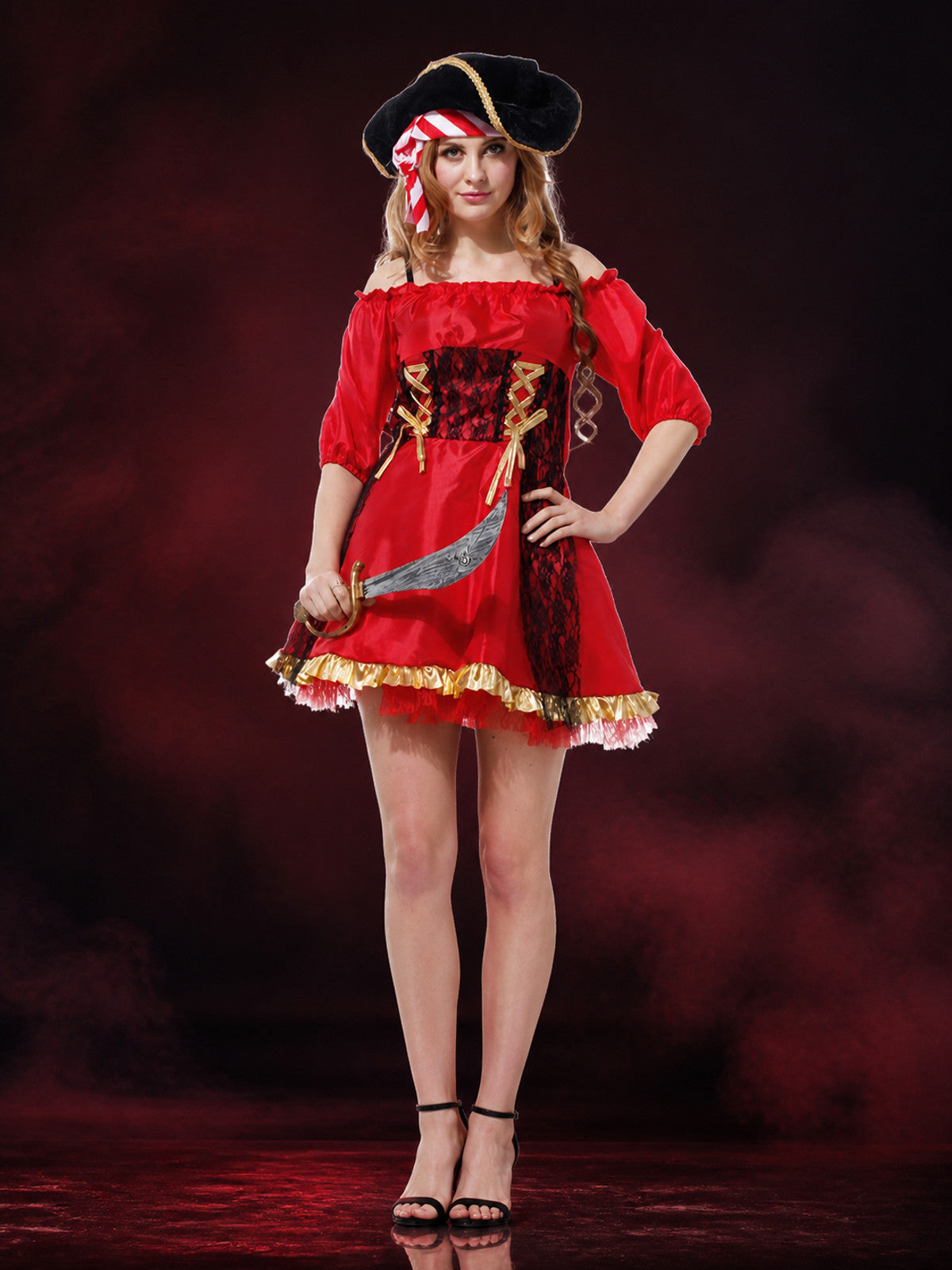 Halloween Pirate Costume with Corset and Skirt main product view