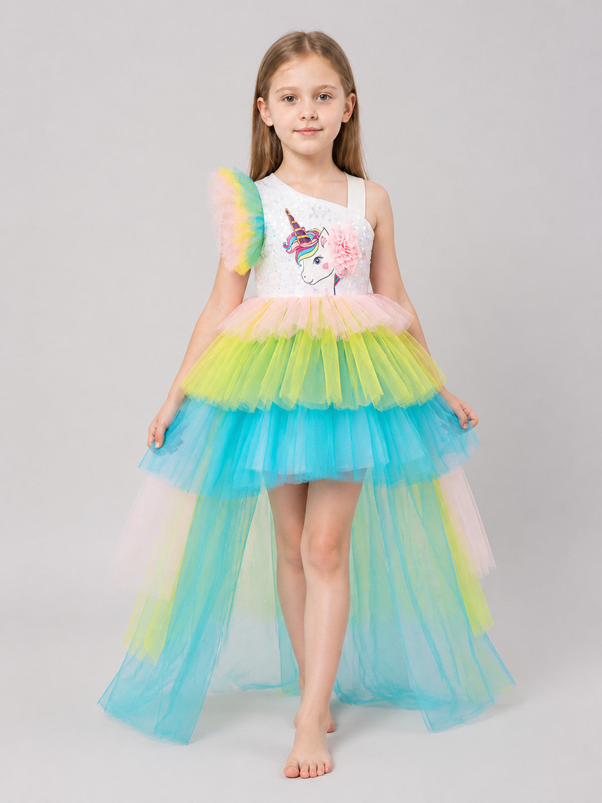Princess Dress with Unicorn, Rainbow, and Train