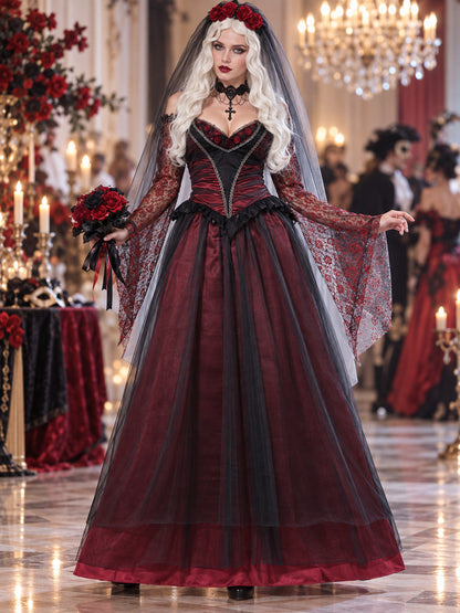 Vampire Costume with Veil and Choker