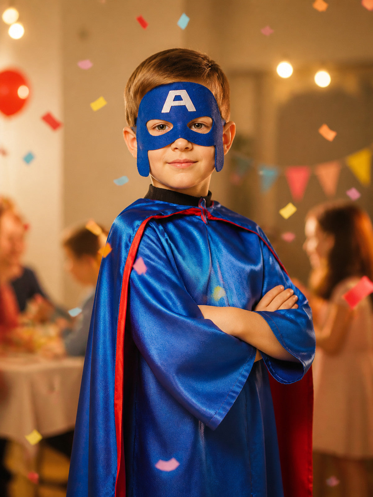 Captain America Mask with Cape, Carnival Costume lifestyle view